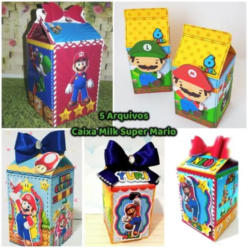 Arquivo de Corte Caixa Milk Mario Bros 5 Moldes
