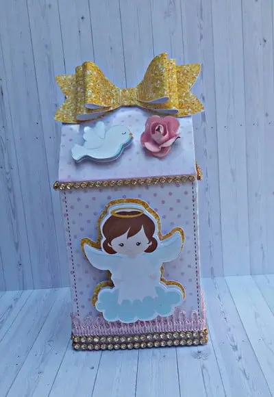 Arquivo Silhouette Batizado Menina Anjo Rosa Luxo
