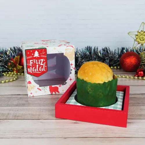 Arquivo Studio Caixa para 1 Panetone 100g Natal