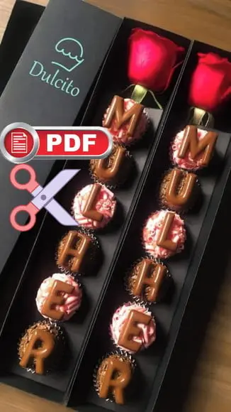 Arquivo pdf Caixa Flor e Doces Dia das Mães - Corte Tesoura