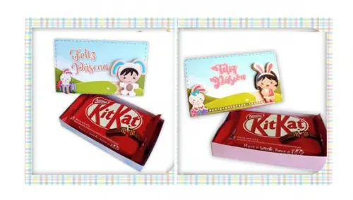 Arquivo de Corte Caixa Kit Kat Páscoa Menino e Menina