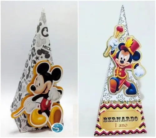 Arquivo Silhouette 02 Caixas Cone Pirâmide Circo Mickey