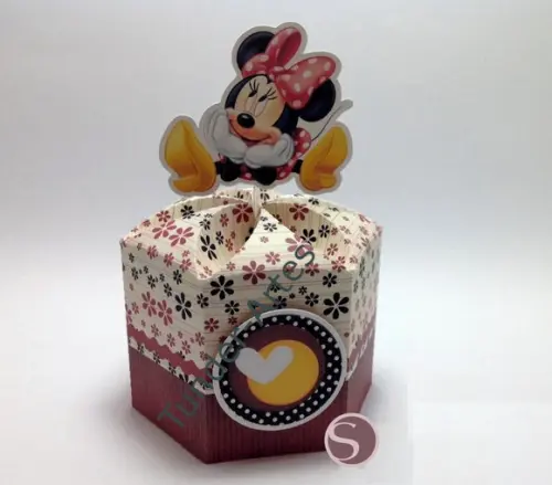 Arquivo Silhouette Caixa Sextavada Centro Mesa Minnie