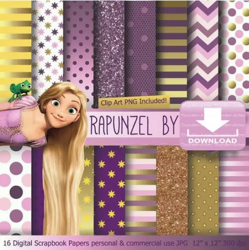 Kit Digital Papel - Rapunzel