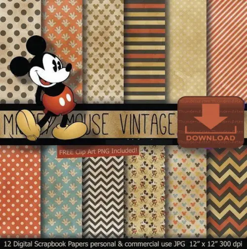 Kit Digital Papel - Mickey Vintage