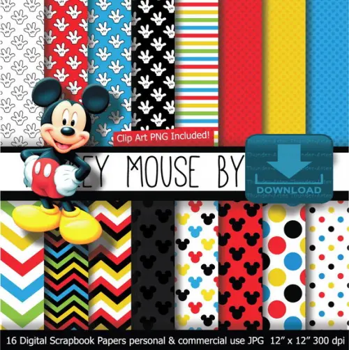 Kit Digital Papel - Mickey Mouse