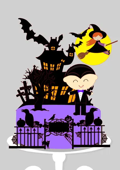 Topo Bolo Camadas Dracula Baby Halloween Arquivo Studio