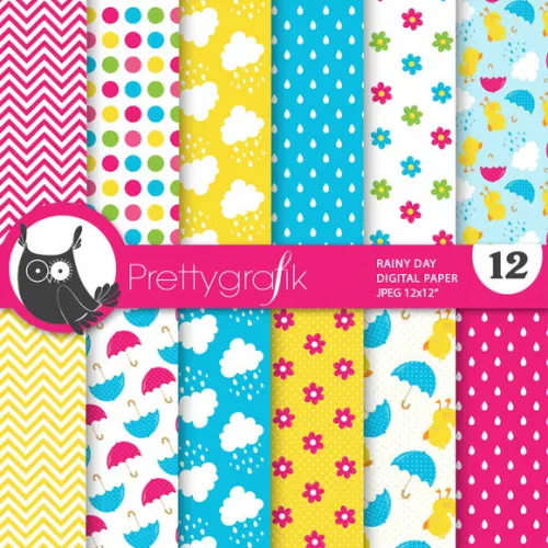 Kit Papel Digital Scrapbook Dia Chuvoso