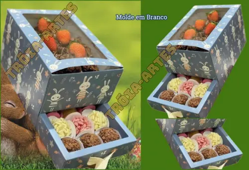 Arquivo de Corte Caixa Ovo de Colher e Bombons Pascoa