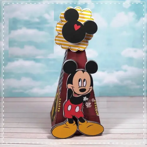 Arquivo Silhouette Caixa Cone Piramide Mickey