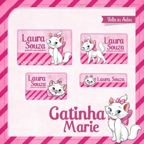 Arquivo de Corte Etiqueta Escolar Gatinha Marie