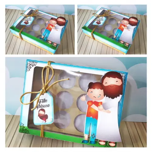 Arquivo de Corte Silhouette Caixa 12 Doces Páscoa Religiosa