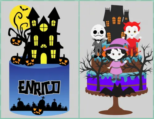 Topo de Bolo Halloween (não Camadas) 2 Arquivos Studio