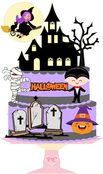 Topo de Bolo Camadas Halloween Arquivo Studio