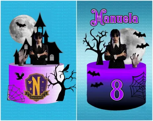 Topo de Bolo (não Camadas) Wandinha Halloween