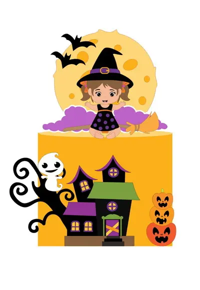 Topo Bolo Camadas Bruxinha Baby Halloween Arquivo Studio