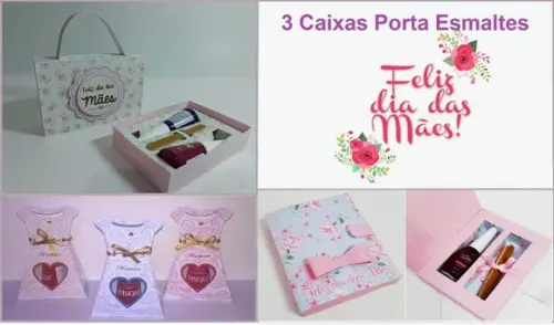 Arquivo Silhouette Caixas Porta Esmalte Dia das Mães