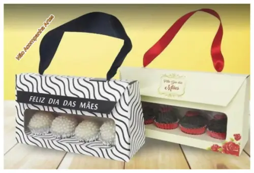 Arquivo Silhouette Caixa Bolsinha para 4 Doces Mães