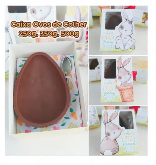Arquivo Silhouette Caixa Ovos 250g 350g 500g Páscoa Coelhos