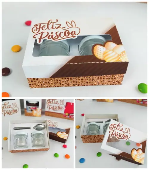 Arquivo de Corte Caixa para 2 Potinhos 30g Páscoa