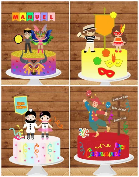 Topo de Bolo Carnaval Infantil
