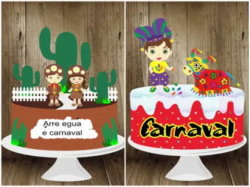 Arquivo Topo de Bolo Camadas Carnaval Infantil Nordeste