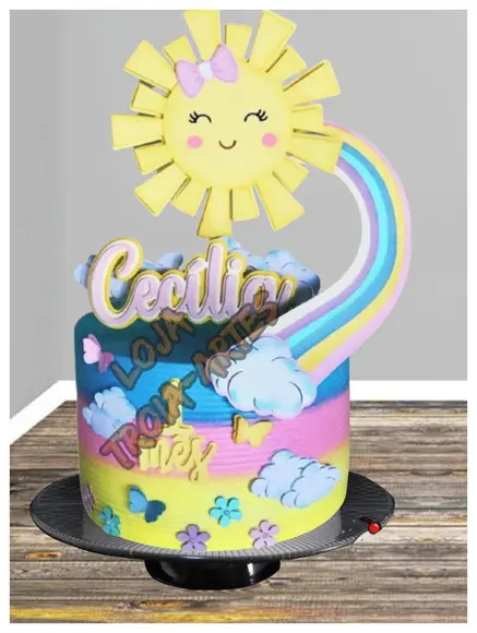 Arquivo Silhouette Topo de Bolo Camadas Sol e Arco Iris