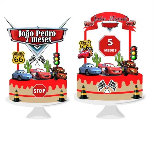 Arquivo Silhouette Topo Bolo Mesversário Carros 2 Arquivos