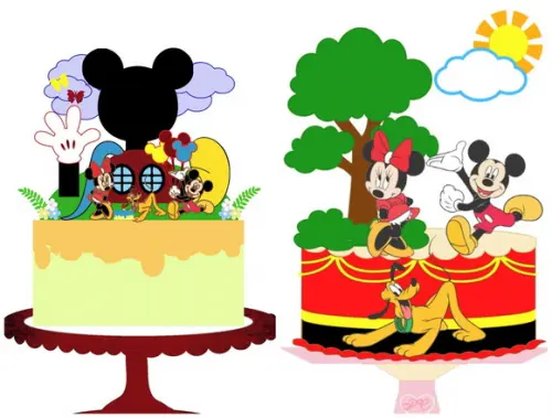 Arquivo Silhouette Topo de Bolo Camadas Mickey 2 Arquivos
