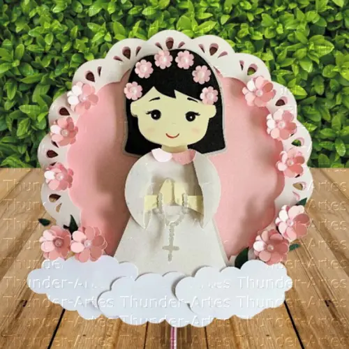 Arquivo Silhouette Topo de Bolo Camadas Batizado Menina