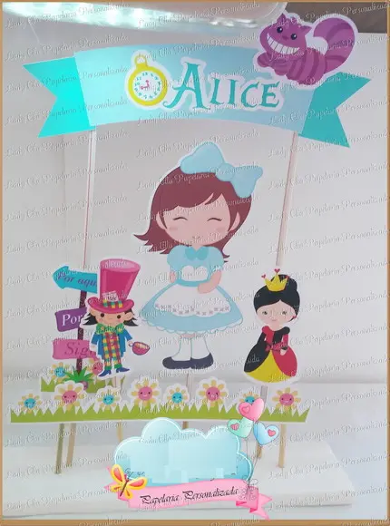 Arquivo Silhouette Topo de Bolo Alice no Pais das Maravilha