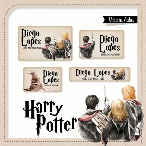 Arquivo de Corte Etiqueta Escolar Harry Potter