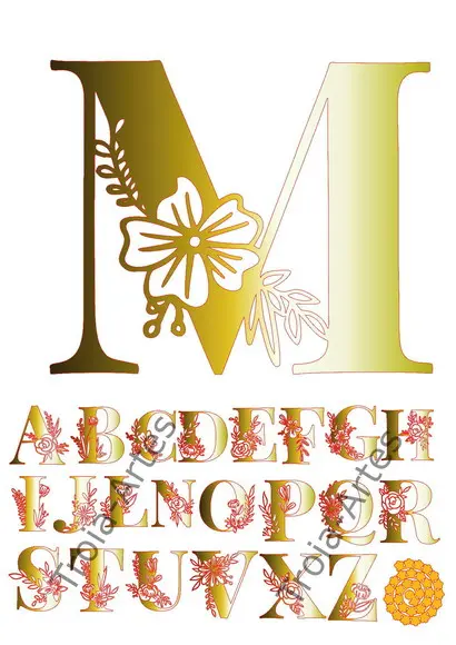Arquivo Silhouette Topo de Bolo Letras Alfabeto Floral