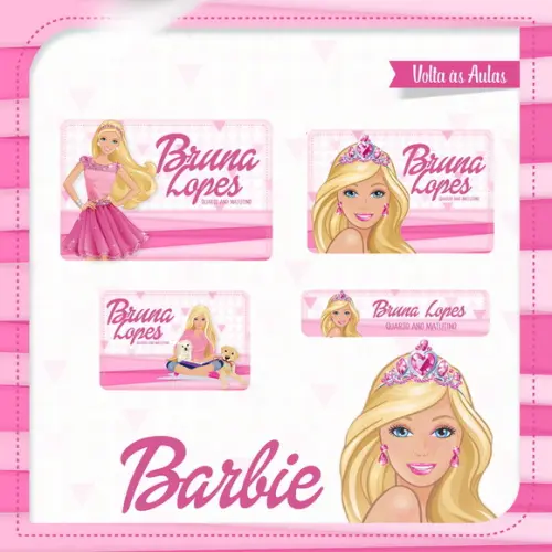 Arquivo de Corte Etiqueta Escolar Barbie