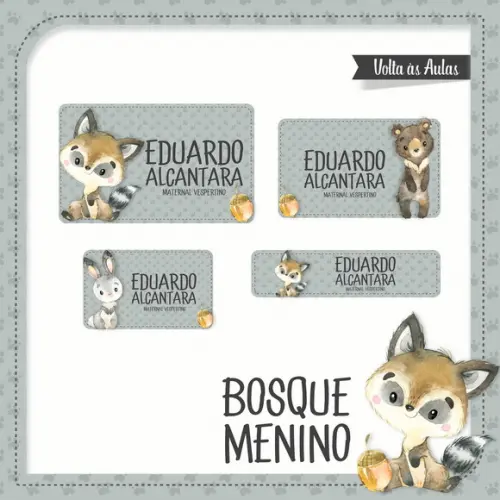 Arquivo de Corte Etiqueta Escolar Bosque Menino