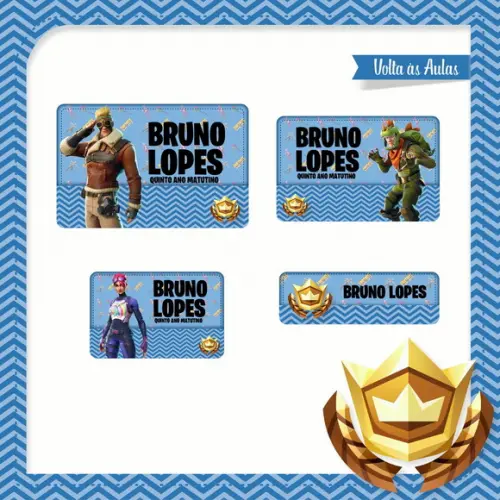 Arquivo de Corte Etiqueta Escolar Fortnite