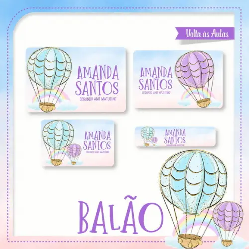Arquivo de Corte Etiqueta Escolar Balão