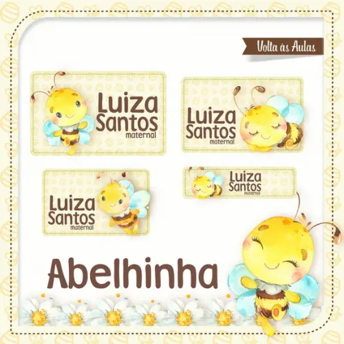 Arquivo de Corte Etiqueta Escolar Abelhinha