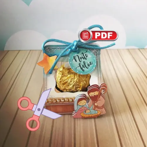 Arquivo pdf Caixa Porta Bombom Natal Corte Tesoura