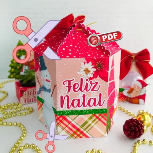 Arquivo pdf Caixa Panetone (500g) Natal Corte Tesoura
