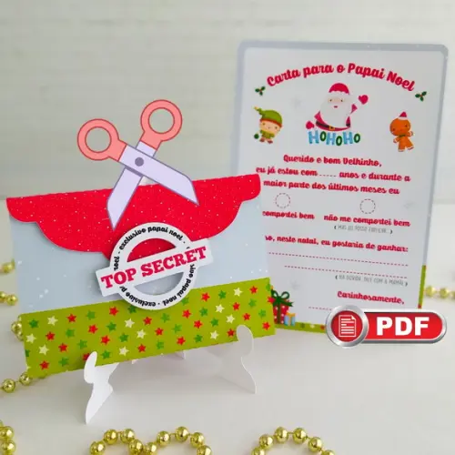 Arquivo pdf Cartinha Papai Noel Natal Crianças Tesoura