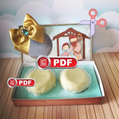 Arquivo pdf Caixa para 2 Sabonetes Natal Corte Tesoura