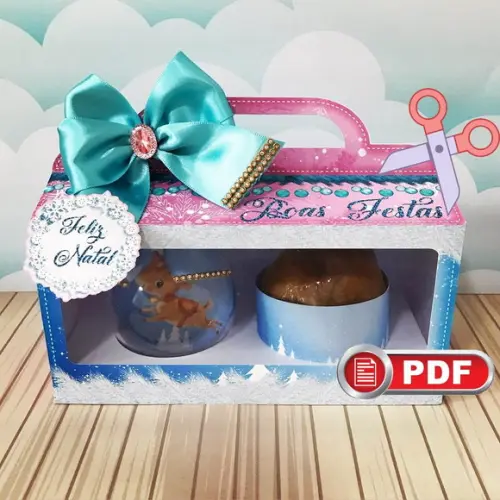 Arquivo pdf Caixa Bola Acrilica Panetone Natal Corte Manual