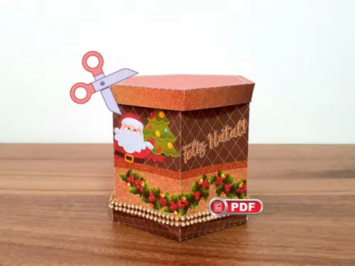 Arquivo pdf Caixa Panetone 250g Natal Tesoura
