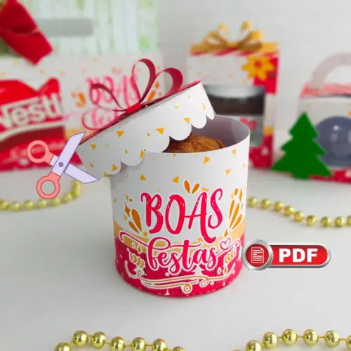 Arquivo pdf Caixa Mini Panettone 80g Boas Festas Tesourete