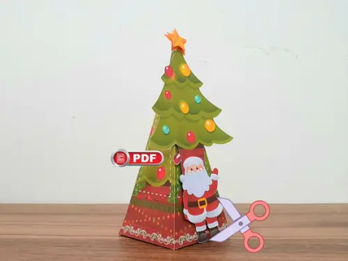 Arquivo pdf Caixa Cone Piramide Natal Tesoura