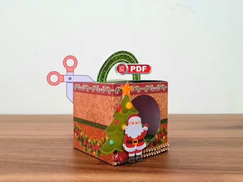 Arquivo pdf Caixa Bolinha Acrilica Natal Tesoura