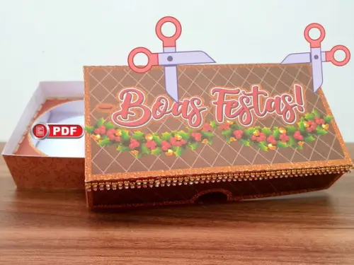 Arquivo pdf Caixa para 2 Sabonetes Natal Tesoura
