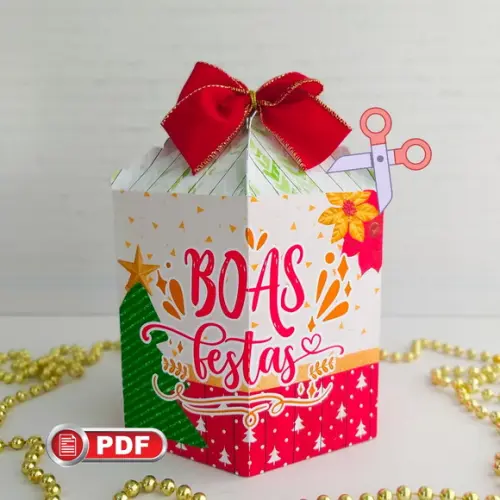 Arquivo pdf Caixa para Panetone (500g) Boas Festas