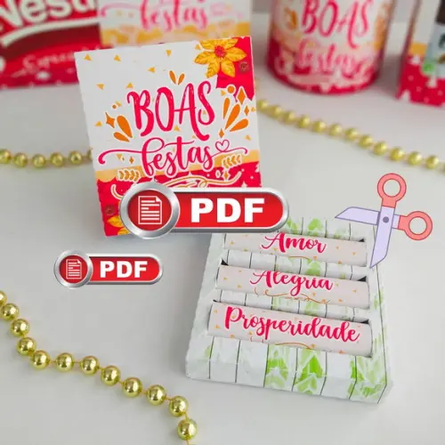 Arquivo pdf Caixa 3 Batons Boas Festas Corte Tesoura